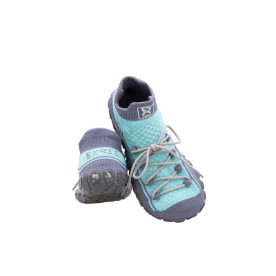 Dětské ponožkoboty šedomint - s tkaničkami