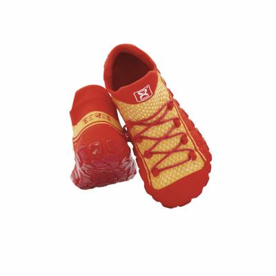 Dětské ponožkoboty červené - s tkaničkami